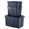 Rubbermaid Roughneck Home/Office 18 Gallon Rugged Latching Plastic Storage Tote With Lid, Dark Indigo Metallic (12 Pack)