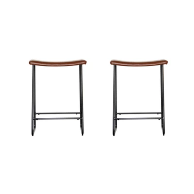 Set Of 2 Easton Saddle Counter Height Barstools Brown/Black - Acessentials 7 Set Of 2 Easton Saddle Counter Height Barstools Brown/Black - Acessentials - Image 7
