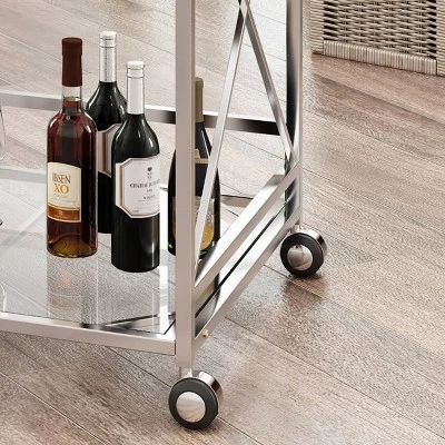 Ignatius Industrial Modern Bar Cart Silver - Christopher Knight Home 2 Ignatius Industrial Modern Bar Cart Silver - Christopher Knight Home - Image 2