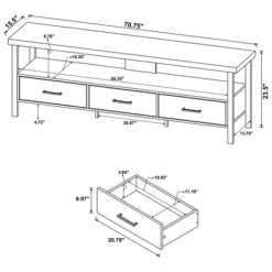 Morello 3 Drawer TV Stand For TVs Up To 80" Weathered Pine - Coaster -Cozy Living Deals Store GUEST 6d132b3b c1c4 4e25 84a7 496d3871b343