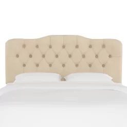 Queen Tufted Headboard Velvet Pearl - Skyline Furniture