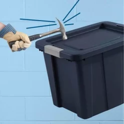 Sterilite Tuff1 18 Gallon Plastic Stackable Basement, Garage, Attic Storage Tote Container Bin With Latching Lid, Dark Blue (18 Pack) -Cozy Living Deals Store GUEST 6d866d68 04d4 4604 b8d7 34edc52df445