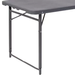 Flash Furniture 4-Foot Height Adjustable Bi-Fold Dark Gray Plastic Folding Table With Carrying Handle -Cozy Living Deals Store GUEST 6d980526 4ae5 43a8 ae46 e8d8ca3ebba6