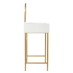 Randburg Vanity Table With Mirror White/Gold - Aiden Lane -Cozy Living Deals Store GUEST 6eb0ed88 6b75 483c b73d db54bc71ee1a