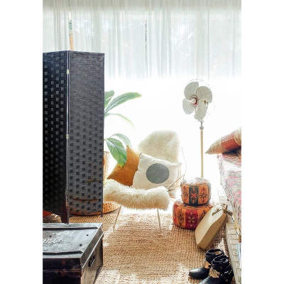 4 Panel Paper Straw Weave Screen On 2" Legs - Ore International 1 4 Panel Paper Straw Weave Screen On 2" Legs - Ore International