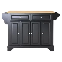 LaFayette Natural Wood Top Kitchen Island - Black - Crosley