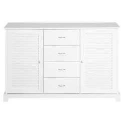HOMCOM 47" Modern Storage Cabinet Buffet Sideboard With Drawers And Louvered Doors- White -Cozy Living Deals Store GUEST 6eecc1cd d9a5 4b6c 9ff9 6bfd0c9a3451