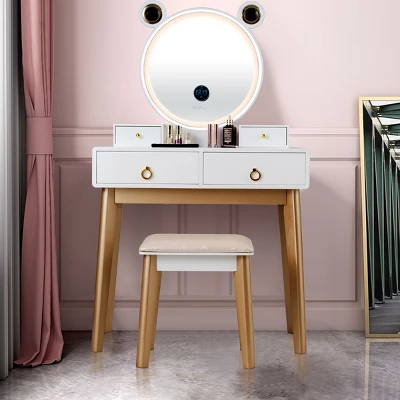 Costway Vanity Dressing Table Set Touch Screen Dimming Mirror 1 Costway Vanity Dressing Table Set Touch Screen Dimming Mirror