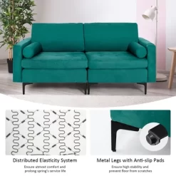 Costway Modern Loveseat 2-Seat Sofa Couch W/ 2 Bolsters Side Storage Pocket Teal 14 Costway Modern Loveseat 2-Seat Sofa Couch W/ 2 Bolsters Side Storage Pocket Teal -Cozy Living Deals Store GUEST 7105f8c8 1555 48ad 8f5b 232b3734dfe2