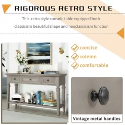 Retro Console Table With Drawers And Shelf-ModernLuxe -Cozy Living Deals Store GUEST 718705b9 6e1b 4b06 a19f f19924c005f8