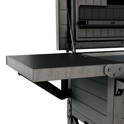 Keter KET-252172 89.8 Quart Outdoor Rolling Patio Cooler And Insulated Beverage Cart With Fold Down Glass Shelf And Built In Bottle Opener, Gray 2 Keter KET-252172 89.8 Quart Outdoor Rolling Patio Cooler And Insulated Beverage Cart With Fold Down Glass Shelf And Built In Bottle Opener, Gray - Image 2