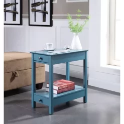 Byzad Side Table With USB Charging Dock Teal - Acme Furniture -Cozy Living Deals Store GUEST 71edf87c 7394 452f b339 b8b8c9243214