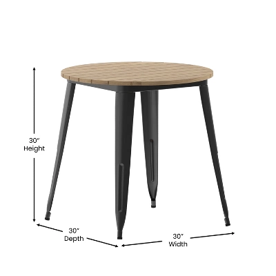 Merrick Lane Indoor/Outdoor Dining Table, 30" Round All Weather Poly Resin Top With Steel Base 5 Merrick Lane Indoor/Outdoor Dining Table, 30" Round All Weather Poly Resin Top With Steel Base - Image 5