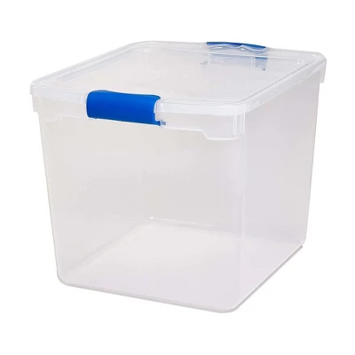 Homz Secure Latch Large Clear Stackable Storage Container Bin, 31 Quart, 4 Count 1 Homz Secure Latch Large Clear Stackable Storage Container Bin, 31 Quart, 4 Count