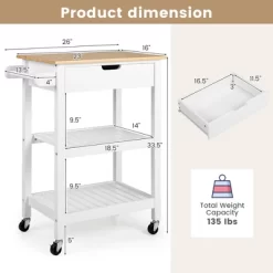 Tangkula 3-Tier Kitchen Island Cart Rolling Service Trolley W/ Bamboo Top Shelves -Cozy Living Deals Store GUEST 72c8f68d 4356 4c53 a82d 593c1bd9bcf0