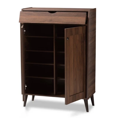 Cormier Walnut Finished 2 Door Wood Entryway Shoe Storage Cabinet Brown - Baxton Studio 9 Cormier Walnut Finished 2 Door Wood Entryway Shoe Storage Cabinet Brown - Baxton Studio - Image 9