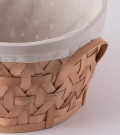 Vintiquewise Wooden Round Display Basket Bins, Lined With White Fabric, Food Gift Basket, Large -Cozy Living Deals Store GUEST 73890b13 3dfc 44dd 935a efcc5e79d134