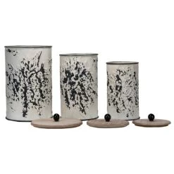 Set Of 3 Cream And Gray Floral Metal Decorative Storage Canisters - Foreside Home & Garden -Cozy Living Deals Store GUEST 738af412 29a2 422b 86f9 6c4bca870979