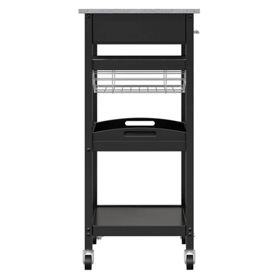 Julia Granite Top Kitchen Cart Wood/Black - Winsome 3 Julia Granite Top Kitchen Cart Wood/Black - Winsome - Image 3