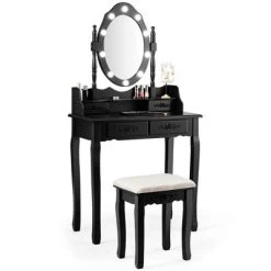 Costway Makeup Vanity Dressing Table Set W/10 Dimmable Bulbs Cushioned Stool -Cozy Living Deals Store GUEST 73ca3003 0e68 4724 8a66 4fffd9e0ad56