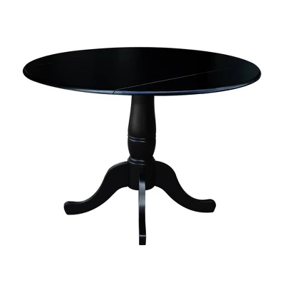 Davidson Round Dual Drop Leaf Pedestal Table Black - International Concepts 1 Davidson Round Dual Drop Leaf Pedestal Table Black - International Concepts