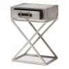 1 Drawer William Silver Metal Nightstand Silver/Black - Baxton Studio