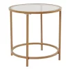 Round Metal Accent Table With Glass Top Gold - HomePop