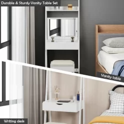 Costway Vanity Set Makeup Dressing Table W/Flip Top Mirror Hooks Shelves -Cozy Living Deals Store GUEST 7522de92 5204 4115 a861 d0a589064aa7