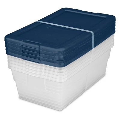 Sterilite Stackable 6 Quart Clear Home Storage Box With Handles And Blue Lid For Efficient, Space Saving Household Storage And Organization (30 Pack) 3 Sterilite Stackable 6 Quart Clear Home Storage Box With Handles And Blue Lid For Efficient, Space Saving Household Storage And Organization (30 Pack) - Image 3
