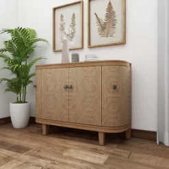 Traditional Carved Wood Curved Cabinet Brown - Olivia & May -Cozy Living Deals Store GUEST 75d49e93 a5c6 45f4 8d95 1671d7e841c3