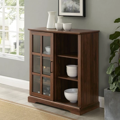 Tavern Modern Transitional Sliding Window Pane Door Bar Cabinet - Saracina Home 2 Tavern Modern Transitional Sliding Window Pane Door Bar Cabinet - Saracina Home - Image 2