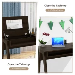 Costway Vanity Table With Flip Mirror Writing Computer Desk Storage Drawer Walnut -Cozy Living Deals Store GUEST 76301986 58f5 4e04 8609 217cd1587660