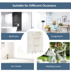 Costway 4 Panel Folding Room Divider Screen W/3 Display Shelves 5.6 Ft Tall WhiteNatural -Cozy Living Deals Store GUEST 770b2a19 22a1 488e 95fd fc95526470ae