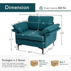 Costway Modern Fabric Accent Armchair Upholstered Single Sofa W/ Metal Legs BlueGrey 11 Costway Modern Fabric Accent Armchair Upholstered Single Sofa W/ Metal Legs BlueGrey -Cozy Living Deals Store GUEST 773975fd 74b0 4bca 8d09 771980850d7a