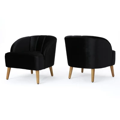 Set Of 2 Amaia Modern New Velvet Club Chair - Christopher Knight Home 4 Set Of 2 Amaia Modern New Velvet Club Chair - Christopher Knight Home - Image 4