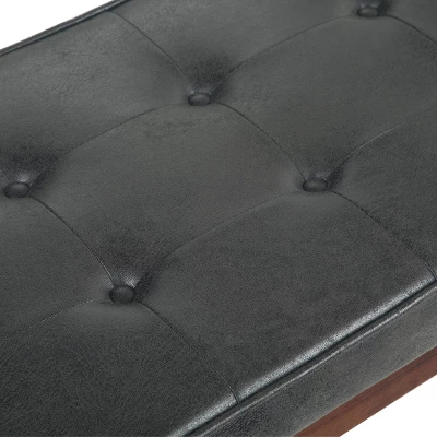 48" Keenan Mid Century Ottoman Bench Faux Air Leather - Wyndenhall 3 48" Keenan Mid Century Ottoman Bench Faux Air Leather - Wyndenhall - Image 3