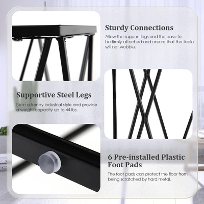 Costway Set Of 2 End Table Tempered Glass Top Metal Frame Hexagonal Accent Side Table 6 Costway Set Of 2 End Table Tempered Glass Top Metal Frame Hexagonal Accent Side Table - Image 6