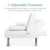 Best Choice Products Modern Faux Leather Convertible Futon Sofa W/ Removable Armrests, Metal Legs, 2 Cupholders - White