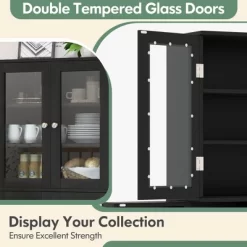 Costway Tall Storage Cabinet Kitchen Pantry Cupboard With Tempered Glass Doors & Shelves Black/White -Cozy Living Deals Store GUEST 790e0ecc f343 43a4 98d7 ba933f0c88e4