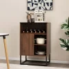 Costway Wine Storage Cabinet Buffet Sideboard With Adjustable Shelf & Sliding Door Kitchen