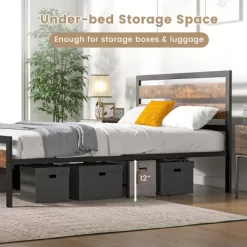 Costway Full/Queen Industrial Metal Platform Bed Frame Rustic Headboard Mattress Foundation -Cozy Living Deals Store GUEST 795cf580 e2e4 413c b4e1 c9ea903940ee