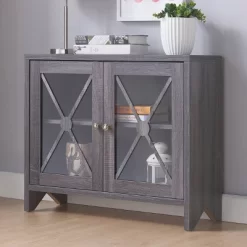 Yanga 1 Shelf Accent Cabinet Distressed Gray - MiBasics