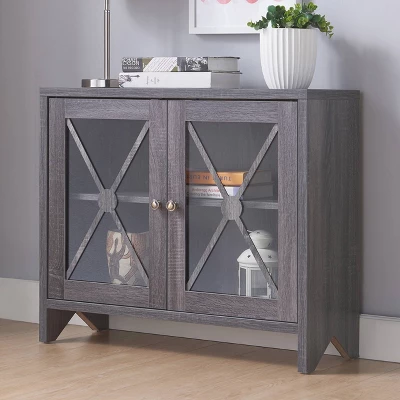 Yanga 1 Shelf Accent Cabinet Distressed Gray - MiBasics 1 Yanga 1 Shelf Accent Cabinet Distressed Gray - MiBasics