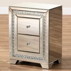 Baxton Studio Mina Mirrored 2 Drawer Nightstand Bedside Table Silver - BaxtonStudio 8 Baxton Studio Mina Mirrored 2 Drawer Nightstand Bedside Table Silver - BaxtonStudio -Cozy Living Deals Store GUEST 79e6e206 d733 4e12 a0b9 6a28102638af
