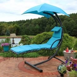 Sunnydaze Decor Sunnydaze Outdoor Hanging Chaise Floating Lounge Chair With Canopy Umbrella And Arc Stand -Cozy Living Deals Store GUEST 7a14d9bd 4158 4868 b7c4 eaafbf514b99