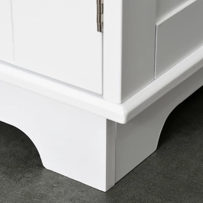 HOMCOM 67" Modern Buffet With Hutch, Louvered Kitchen Pantry Microwave Cabinet With Framed Glass Doors And 2 Drawers, White 6 HOMCOM 67" Modern Buffet With Hutch, Louvered Kitchen Pantry Microwave Cabinet With Framed Glass Doors And 2 Drawers, White - Image 6