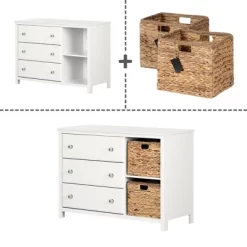 Balka 3 Drawer Dresser With Baskets Pure White - South Shore -Cozy Living Deals Store GUEST 7b2e2915 51d0 4a6a bbc9 dae9fc35fb4d