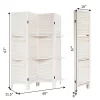 Costway 4 Panel Folding Room Divider Screen W/3 Display Shelves 5.6 Ft Tall WhiteNatural