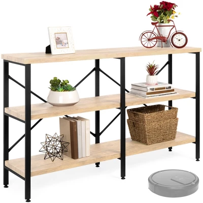 Best Choice Products 55in Rustic 3-Tier Console Table For Living Room, Entry W/ Non-Scratch Feet 9 Best Choice Products 55in Rustic 3-Tier Console Table For Living Room, Entry W/ Non-Scratch Feet - Image 9