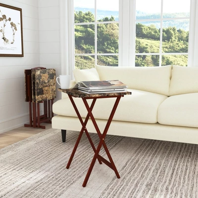 Faux Marble Tray Table Set - Linon 1 Faux Marble Tray Table Set - Linon